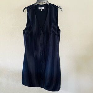 Steve Madden Navy Pinstripe Button-Front Mini Dress